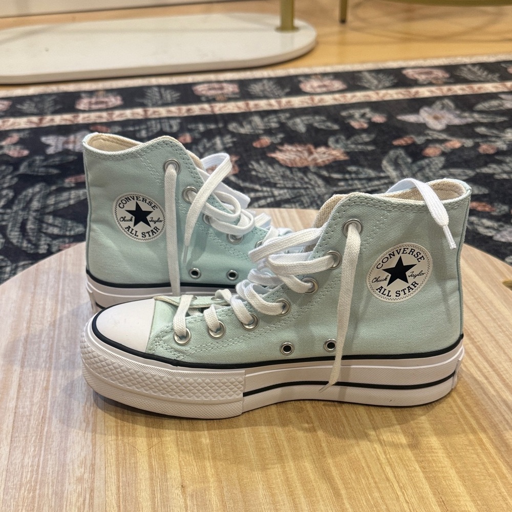 Converse platform high top sneaker light blue women’s size 5